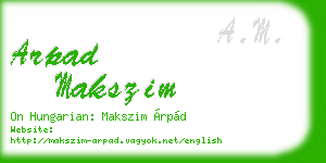 arpad makszim business card