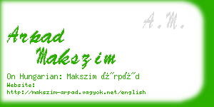 arpad makszim business card